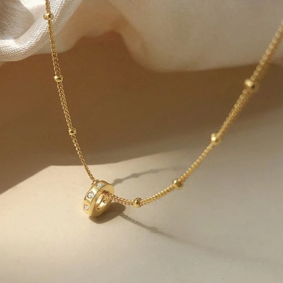 NEW Silver Gold Geometric Irregular Circle Necklace - Picture 6 of 8